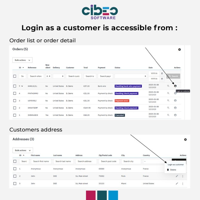 Login as customer without password - Module Prestashop - CIBEO Software
