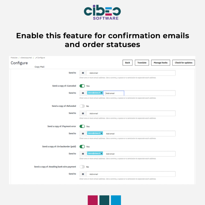 Copy Mail - Module Prestashop - CIBEO Software