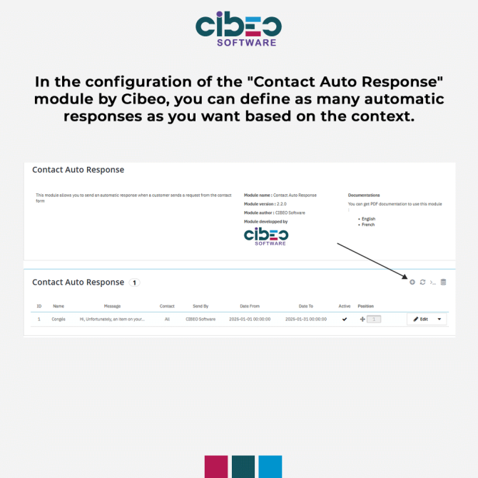 Contact Auto Response - Module Prestashop - CIBEO Software