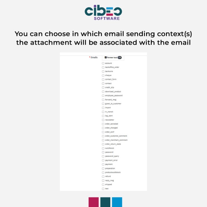 Email attachments - Module Prestashop - CIBEO Software