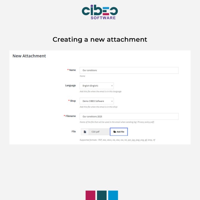 Email attachments - Module Prestashop - CIBEO Software