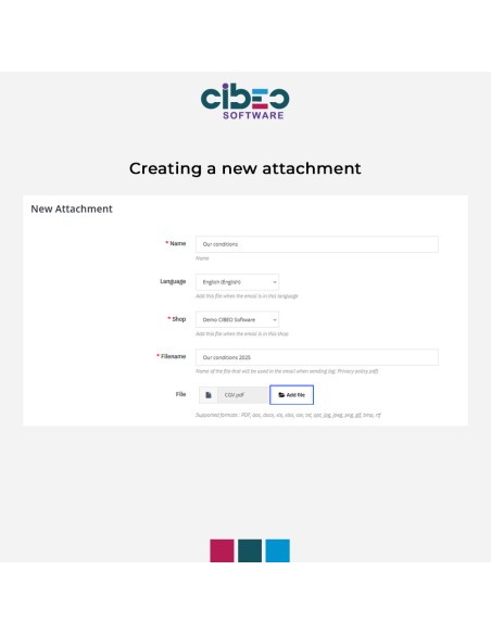 Email attachments - Module Prestashop - CIBEO Software Email attachments - Module Prestashop - CIBEO Software